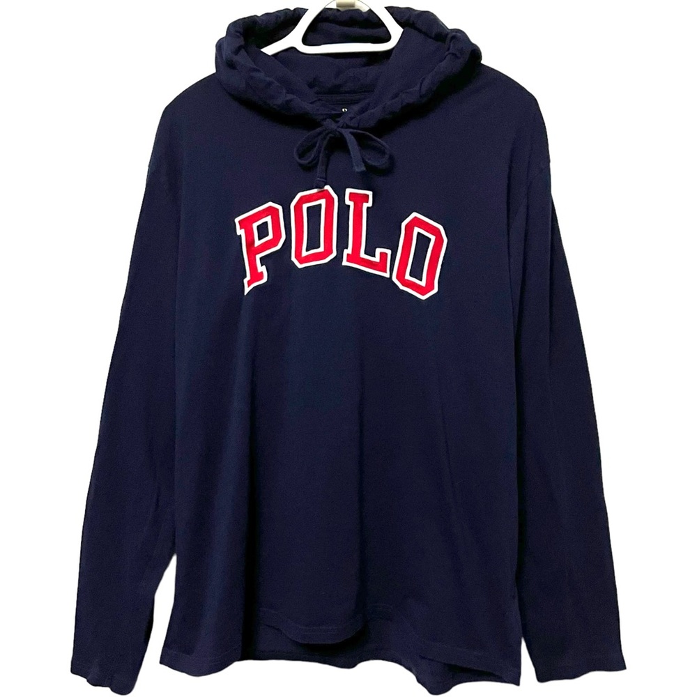 POLO SPORT LOGO HOODIE RALPH LAUREN JEANS CO 90s VINTAGE STYLE SPELL OUT BLUE XL